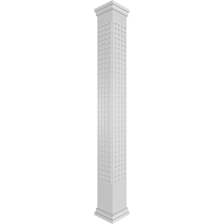 Ekena Millwork Craftsman Classic Square Non-Tapered Manchester Fretwork Column w/ Prairie Capital & Prairie Base CC1008ENMNCPRPR